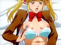 Babe stimulates pussy and cums in anime